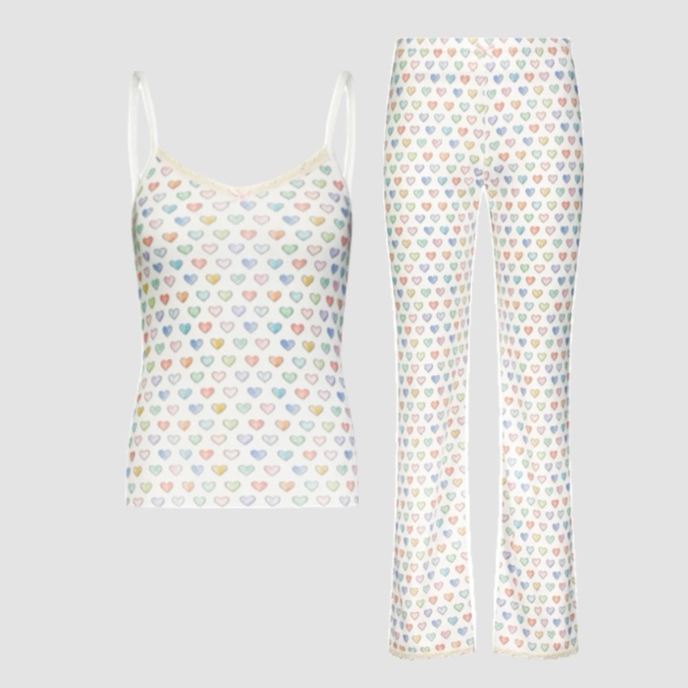 Rainbow hearts pj set